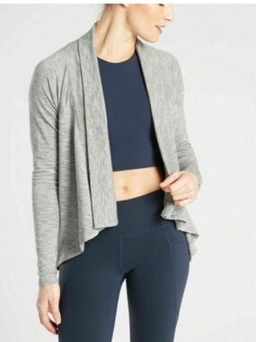 Athleta Nirvana Wear Two Ways Wrap Gray Convertible Cardigan Top